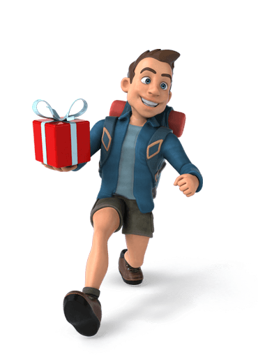 Fit Celebridade : ilustra&ccedil;&atilde;o influencer masculino com mochila nas costas