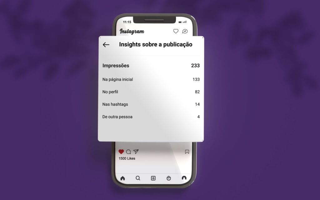 Principais indicadores de resultados em marketing de influ&ecirc;ncia: Imagem de tela do instagram com as impress&otilde;es de posts
